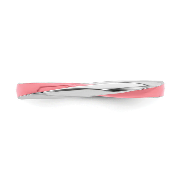 Sterling Silver Stackable Expressions Twisted Pink Enameled Ring