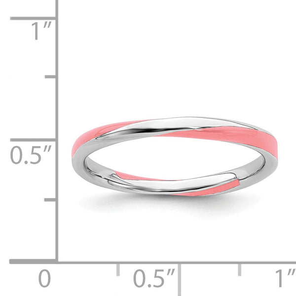 Sterling Silver Stackable Expressions Twisted Pink Enameled Ring