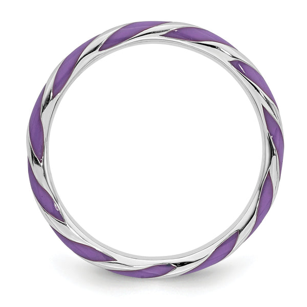 Sterling Silver Stackable Expressions Twisted Purple Enameled Ring