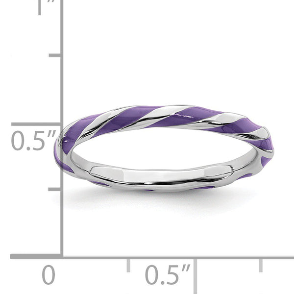 Sterling Silver Stackable Expressions Twisted Purple Enameled Ring