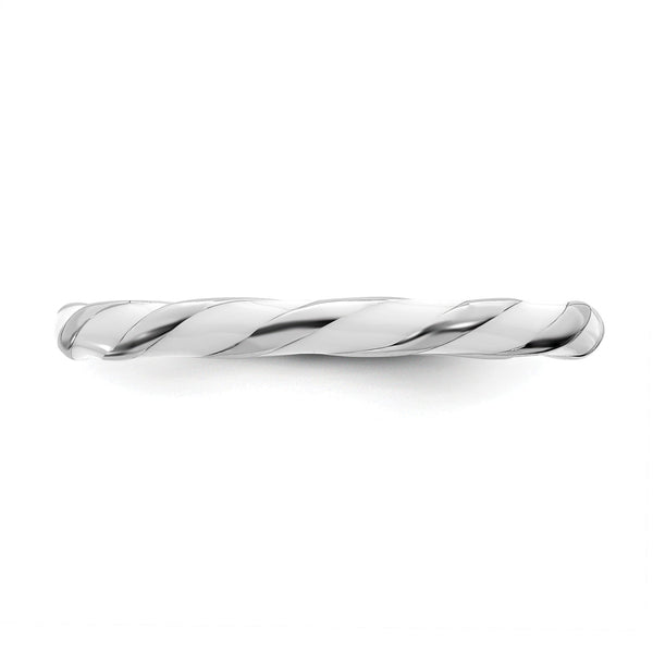 Sterling Silver Stackable Expressions Twisted White Enameled Ring