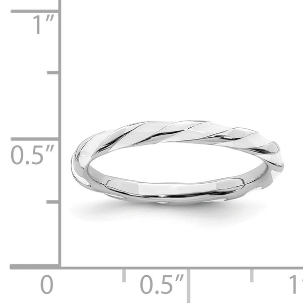 Sterling Silver Stackable Expressions Twisted White Enameled Ring