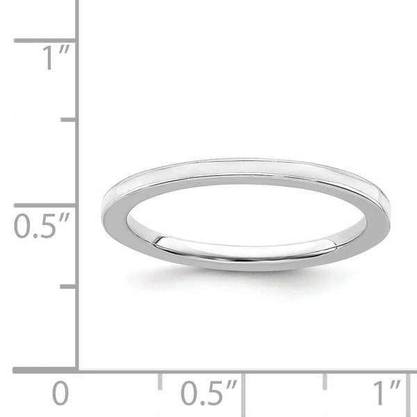 Sterling Silver Stackable Expressions White Enameled 1.5mm Ring