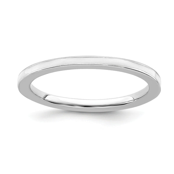 Sterling Silver Stackable Expressions White Enameled 1.5mm Ring