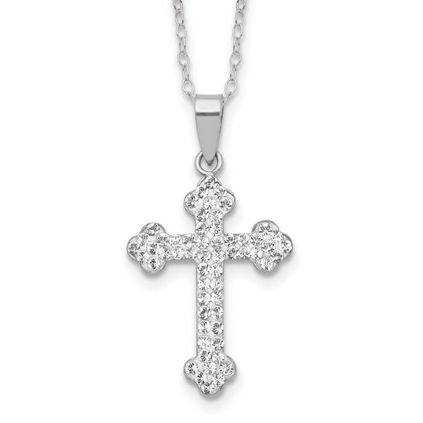 Sterling Silver Swarovski Crystal 18" Cross Necklace