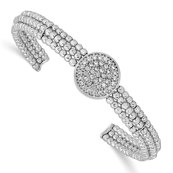 Sterling Silver Swarovski Crystal Flexible Beaded Bangle Bracelet