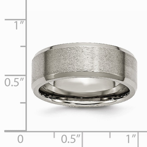 Titanium Beveled Edge 8mm Brushed and Polished Band
