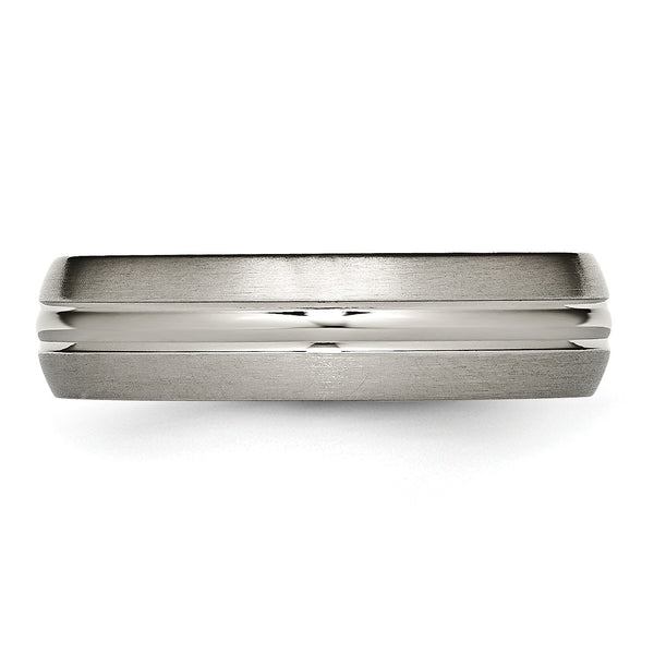 Titanium Grooved 6mm Brushed and Polished Band