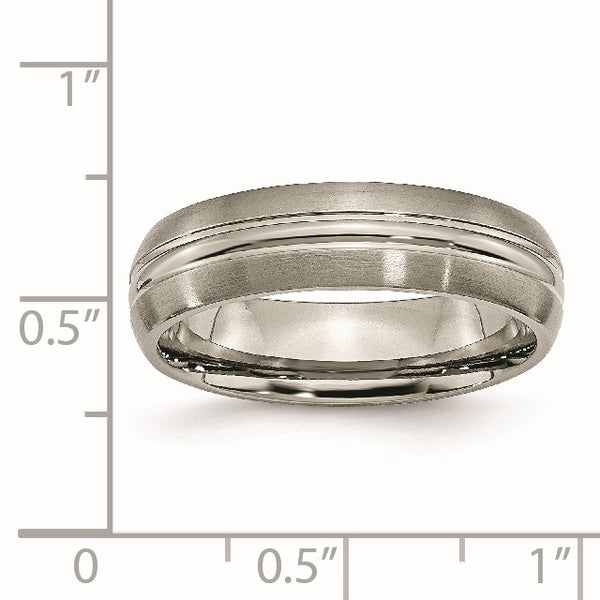 Titanium Grooved 6mm Brushed and Polished Band