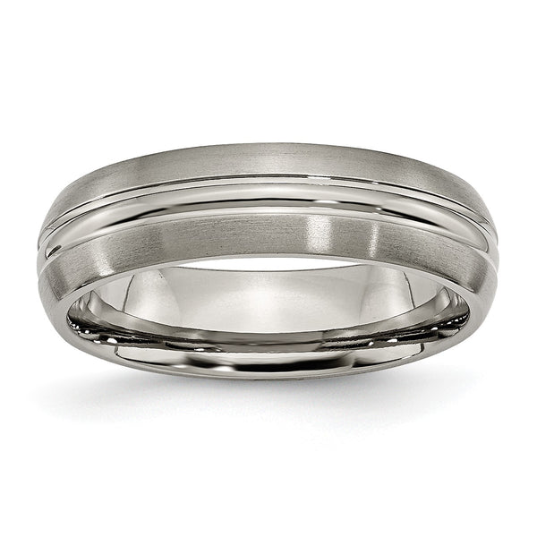 Titanium Grooved 6mm Brushed and Polished Band