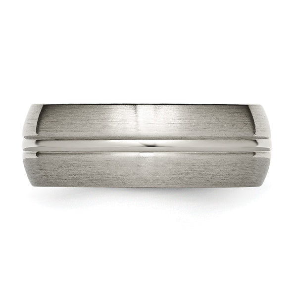 Titanium Grooved 8mm Brushed and Polished Band