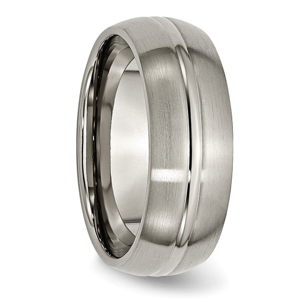 Titanium Grooved 8mm Brushed and Polished Band