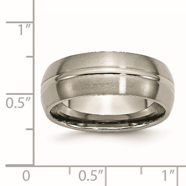 Titanium Grooved 8mm Brushed and Polished Band