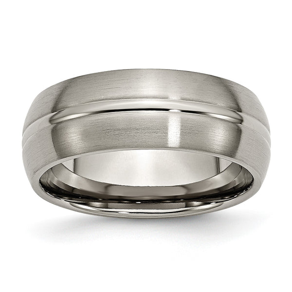 Titanium Grooved 8mm Brushed and Polished Band
