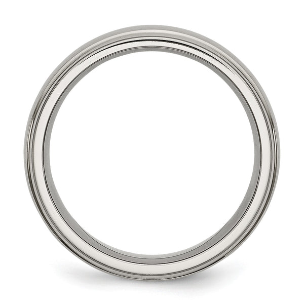 Titanium Ridged Edge 7mm Brushed and Polished Band