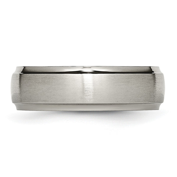 Titanium Ridged Edge 7mm Brushed and Polished Band