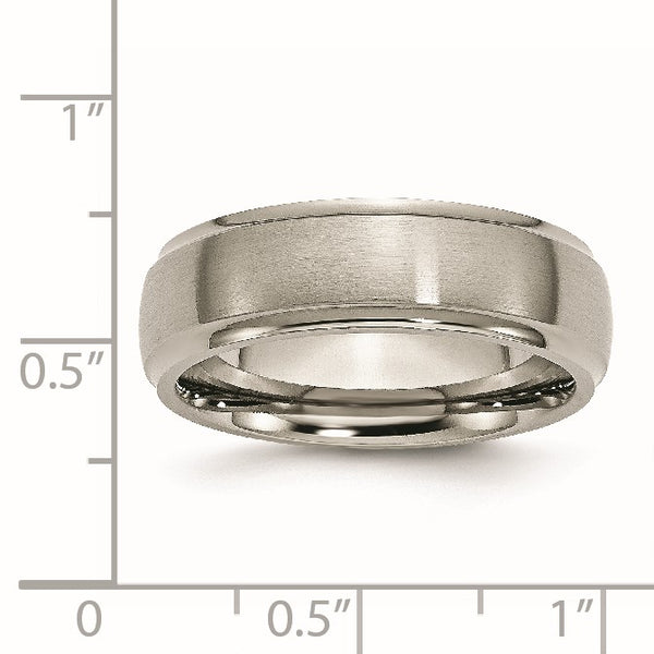 Titanium Ridged Edge 7mm Brushed and Polished Band