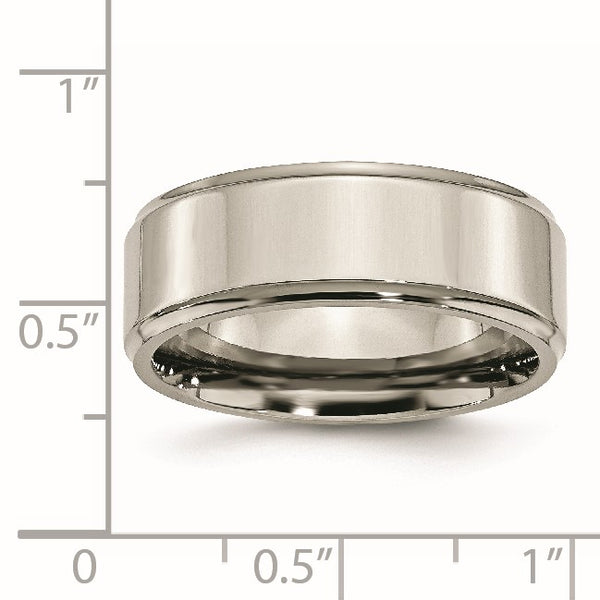 Titanium Ridged Edge 8mm Polished Band