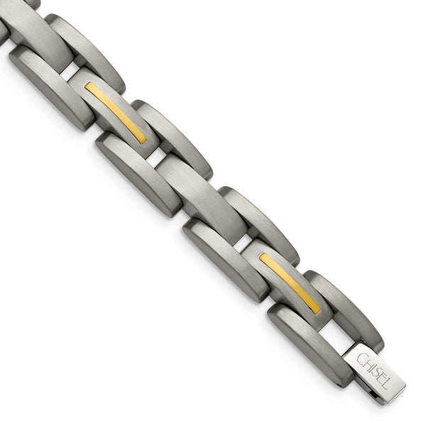 Titanium with 14k Yellow Inlay Accent Bracelet