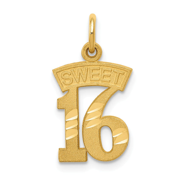 14KT Yellow Gold 20X11MM Sweet 16 Charm