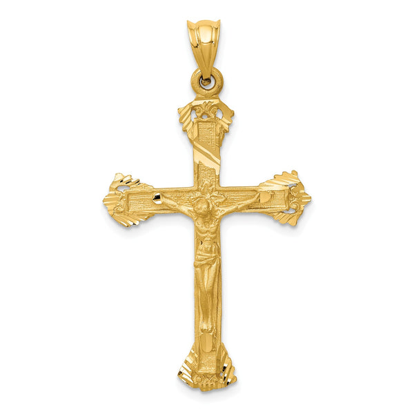 14KT Yellow Gold 42X23MM Crucifix Cross Pendant-Chain Not Included