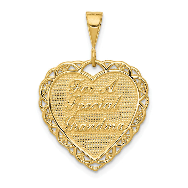 14KT Yellow Gold 21X19MM Heart Special Grandma Pendant-Chain Not Included
