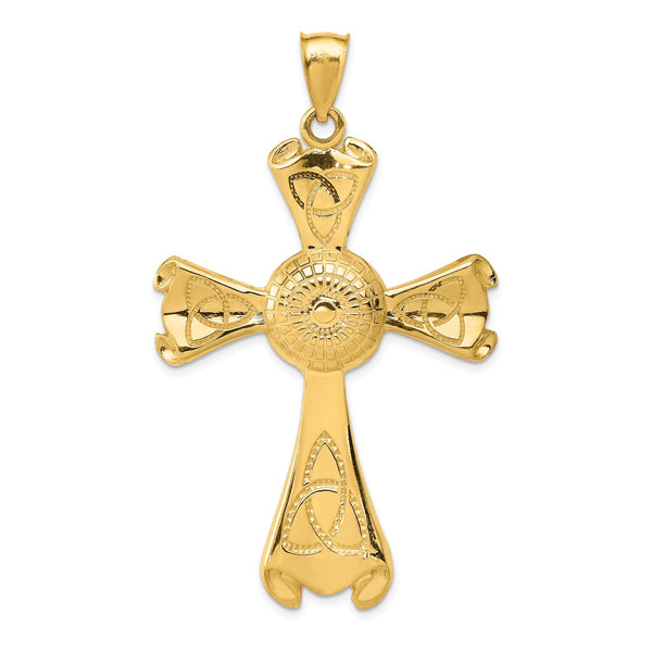 14KT Yellow Gold 65X37MM Cross Pendant-Chain Not Included