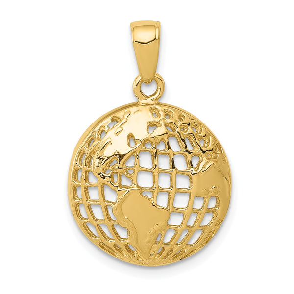 14KT Yellow Gold 24.5X16MM Globe Pendant-Chain Not Included