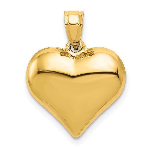 14KT Yellow Gold 21X15MM Three Dimensional Heart Pendant-Chain Not Included