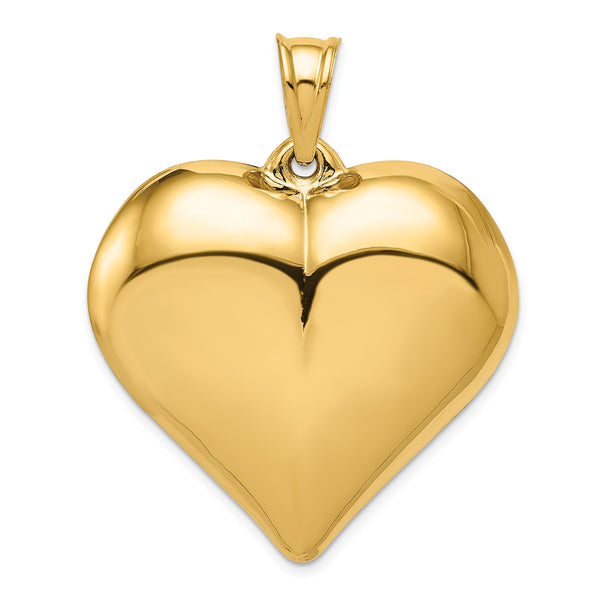 14K Polished 3-D Large Heart Pendant