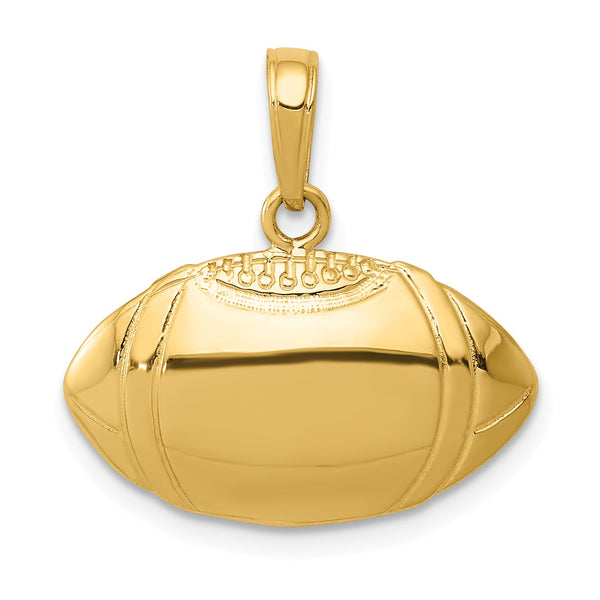14KT Yellow Gold 18X20MM Football Pendant-Chain Not Included