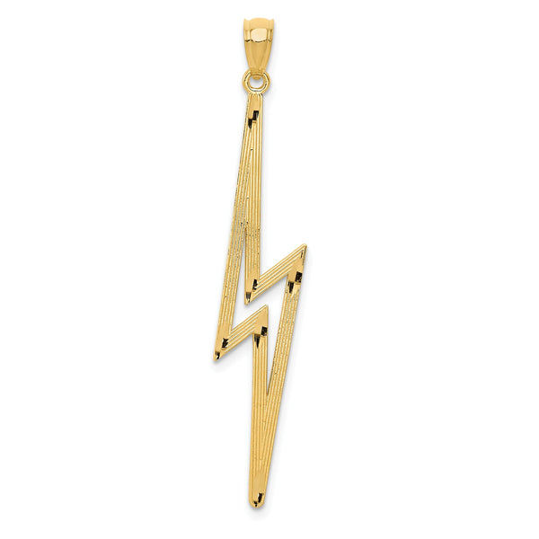 14KT Yellow Gold 45X10MM Lightning Bolt Pendant-Chain Not Included