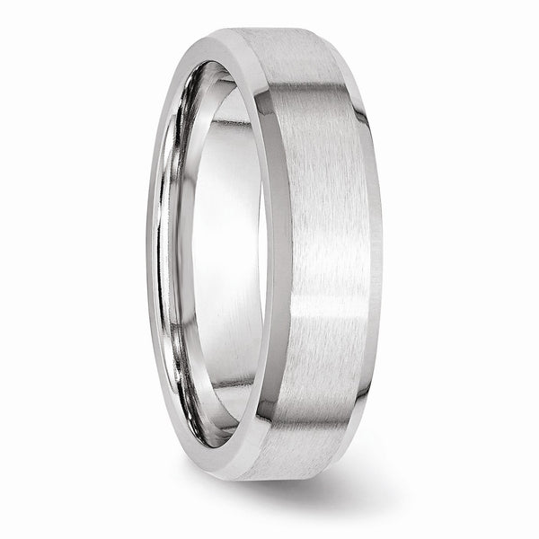 Cobalt Beveled Edge Satin and Polished 6mm Band