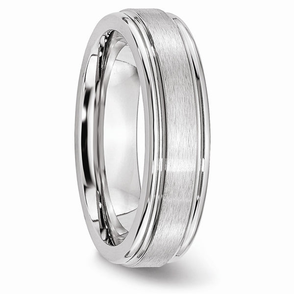 Cobalt Satin and Polished Ridged Edge 6mm Band