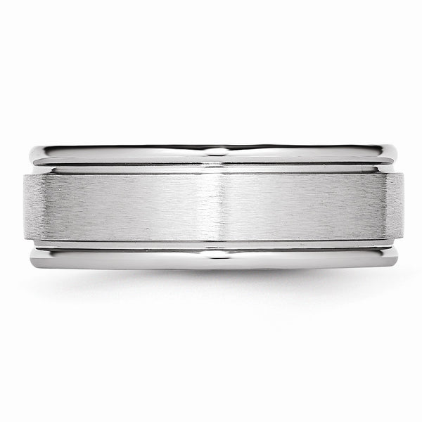 Cobalt Satin and Polished Ridged Edge 8mm Band