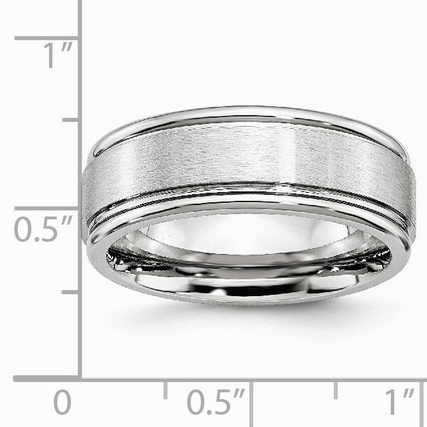 Cobalt Satin and Polished Ridged Edge 8mm Band