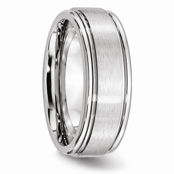 Cobalt Satin and Polished Ridged Edge 8mm Band