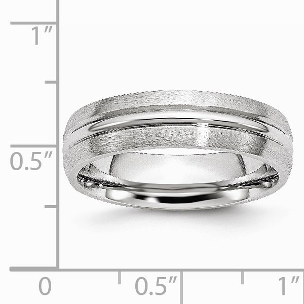 Cobalt Satin and Polished Grooved 6mm Band