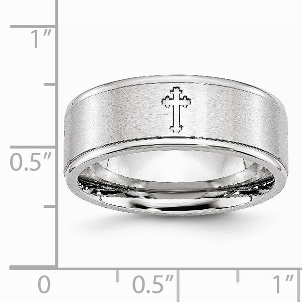 Cobalt Satin and Polished Ridged Edge 8mm Band