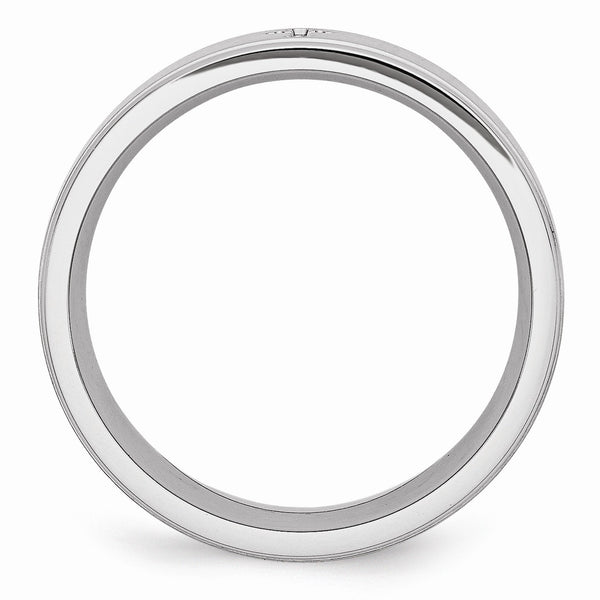 Cobalt Satin and Polished Ridged Edge 8mm Band