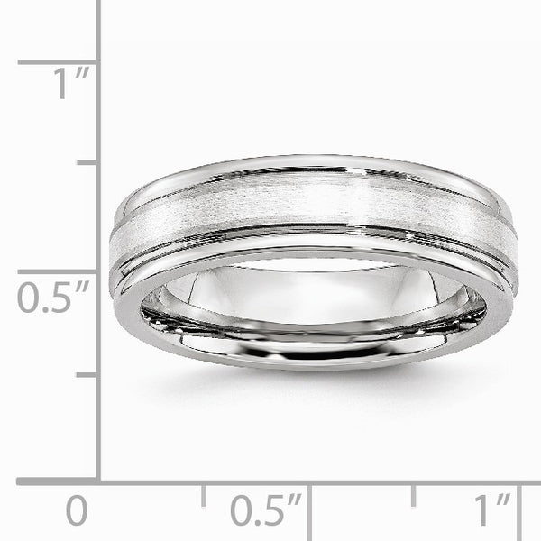 Cobalt Sterling Silver Inlay Satin and Polished 6mm Band