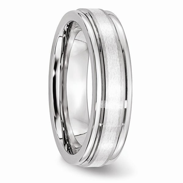 Cobalt Sterling Silver Inlay Satin and Polished 6mm Band