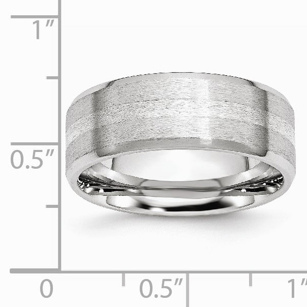 Cobalt Sterling Silver Inlay Satin/Polished Beveled Edge 8mm Band