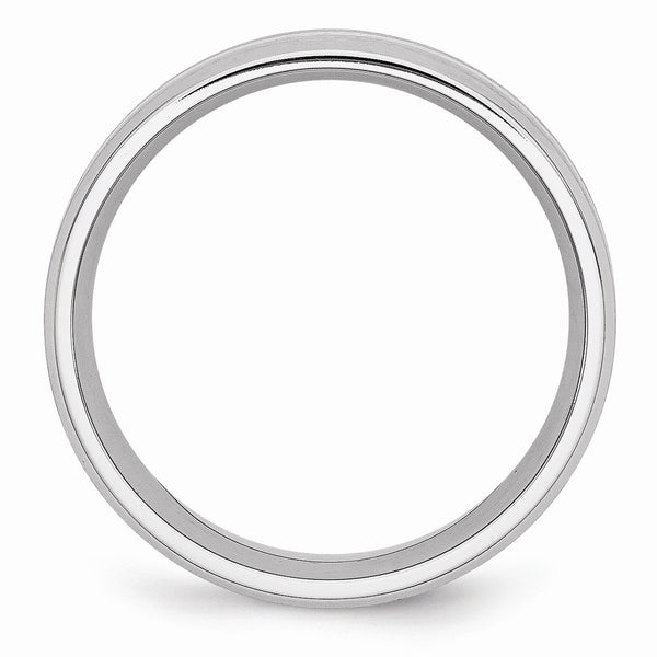 Cobalt Sterling Silver Inlay Satin/Polished Beveled Edge 8mm Band