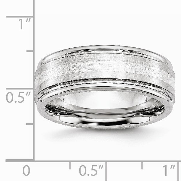 Cobalt Sterling Silver Inlay Satin and Polished 8mm Band