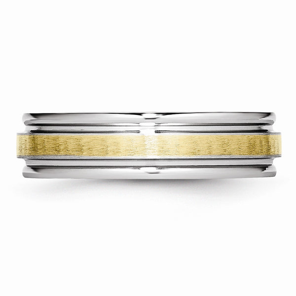 Cobalt 14k Gold Inlay Satin and Polished 6mm Band