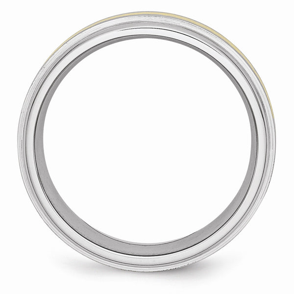 Cobalt 14k Gold Inlay Satin and Polished 8mm Band