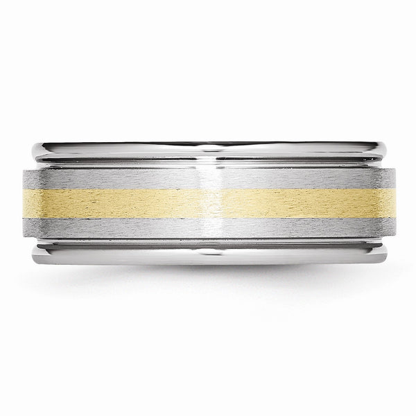 Cobalt 14k Gold Inlay Satin and Polished 8mm Band
