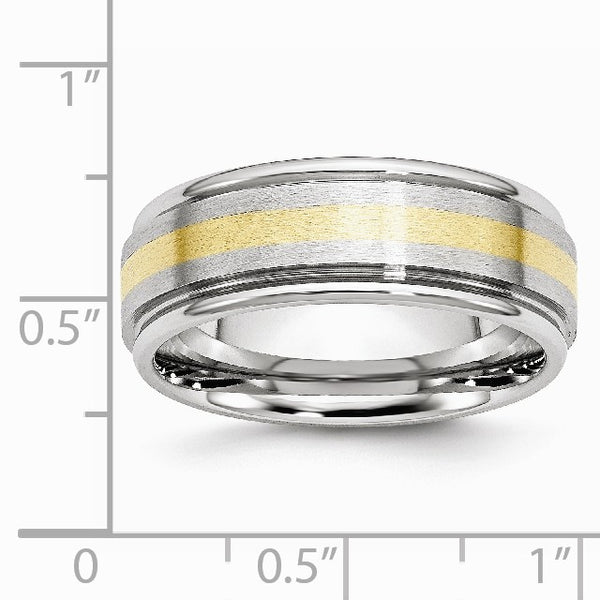 Cobalt 14k Gold Inlay Satin and Polished 8mm Band