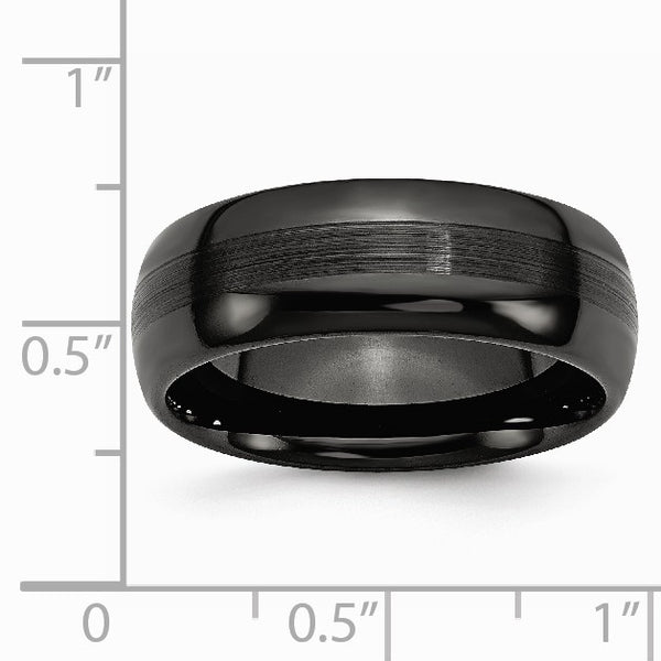 Ceramic Black 8mm Brushed and Polished Band
